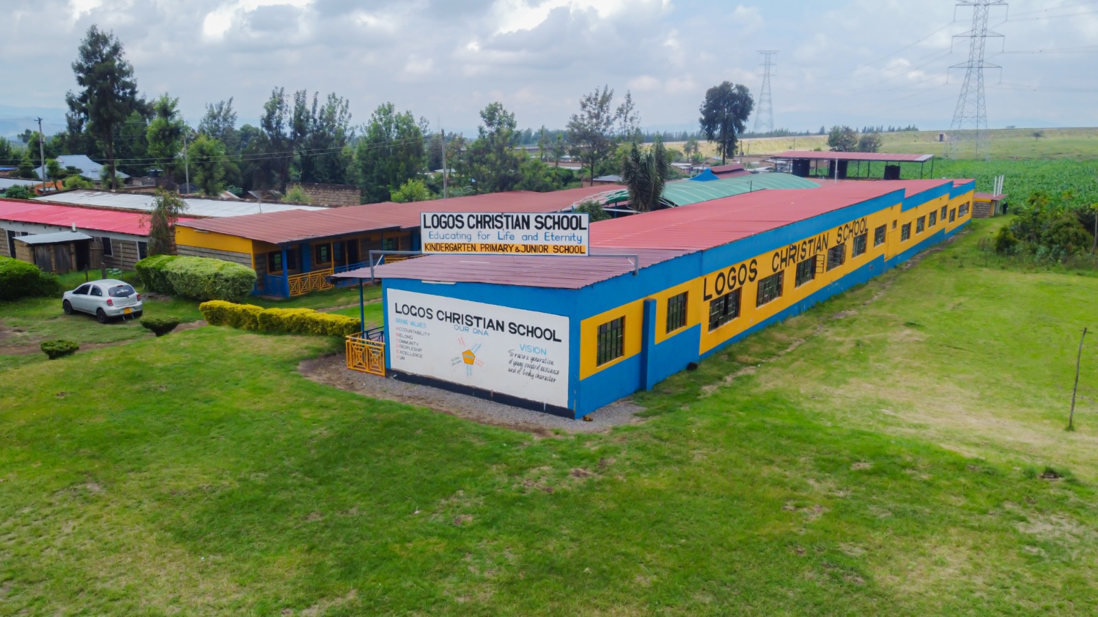 The main school block and grounds