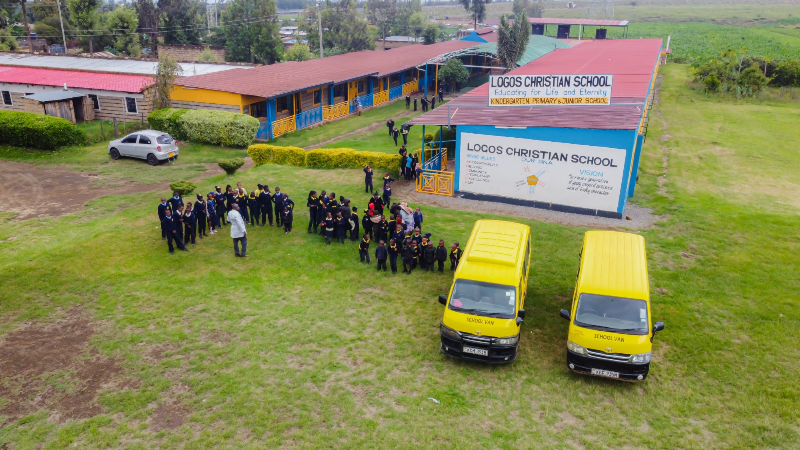 Whole-school gathering on the grounds