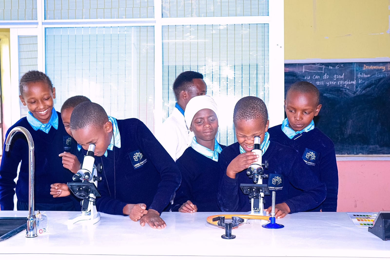 Working with microscopes in the science laboratory